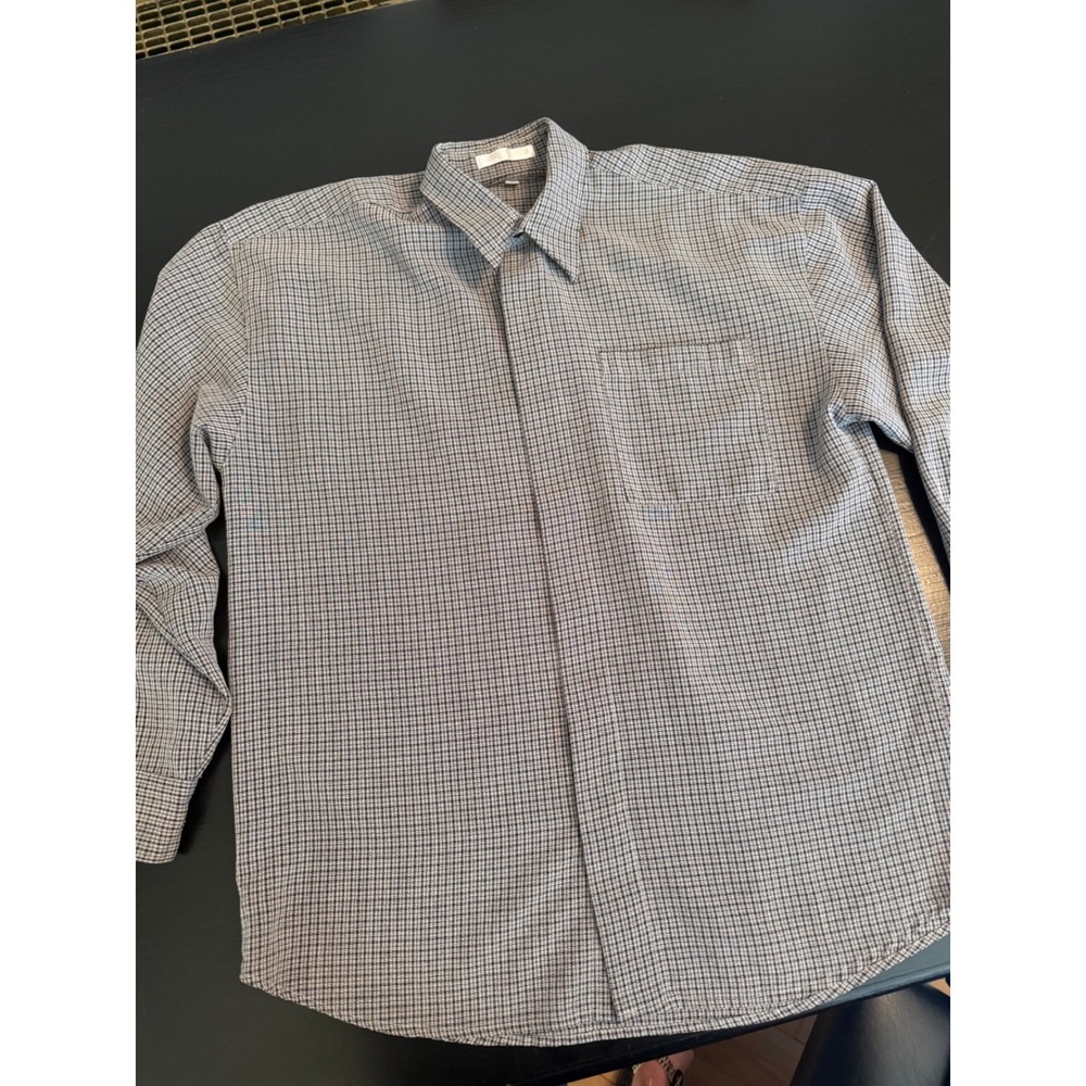 Elliott Mens Black White Micro Check Button Down Shirt  Size M 15-15.5